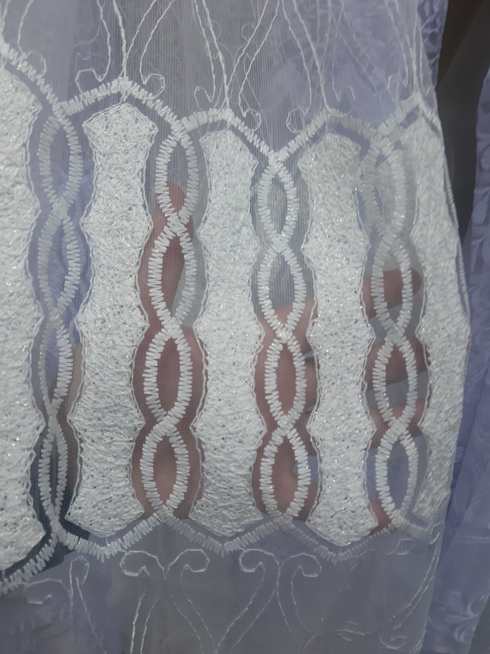 Тюль фатиновый с вышивкой кремовый - фото 3 - id-p737548740