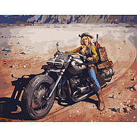 Картина за номерами Байкерша в пустелі розміром 40х50 см (GS394) melmil