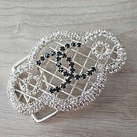 Фігурна пряжка зі стразами з логотипом у стилі Chanel для ременів завширшки до 40 мм Сріблястий (KG-7588)