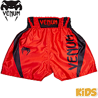 Детские шорты для бокса Venum Elite Boxing Shorts Red Black