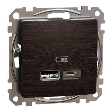 USB роз А+С 2,4 А Венге Sedna Elements, фото 1