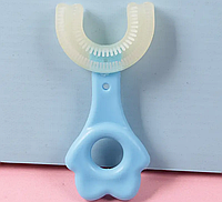 Силиконовая U-образная зубная щетка для детей Голубой (KG-7590)