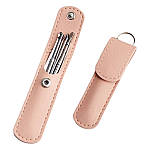 Інструменти для чищення вух Lanbena (6 шт) у шкіряному тубусі рожевий, фото 5