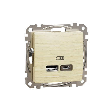 USB роз А+С 2,4 А Береза Sedna Elements, фото 1