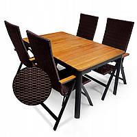 Садові меблі з штучного ротангу: 4 крісла + стіл