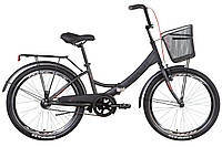 Складной велосипед с фонарем и багажником FORMULA SMART VBR 24" (темно-серый с красным (м))