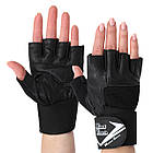 Рукавиці для фітнесу та воркаута рукавички спортивні шкіряні Zelart Hard Touch 9527 розмір L Black, фото 6