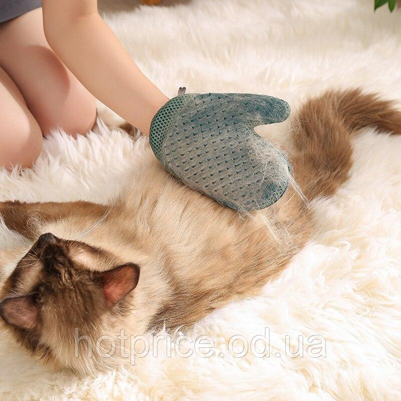 Перчатка массажная для удаления шерсти домашних животных с защитой от царапин [ОПТ] - фото 5 - id-p1824847789
