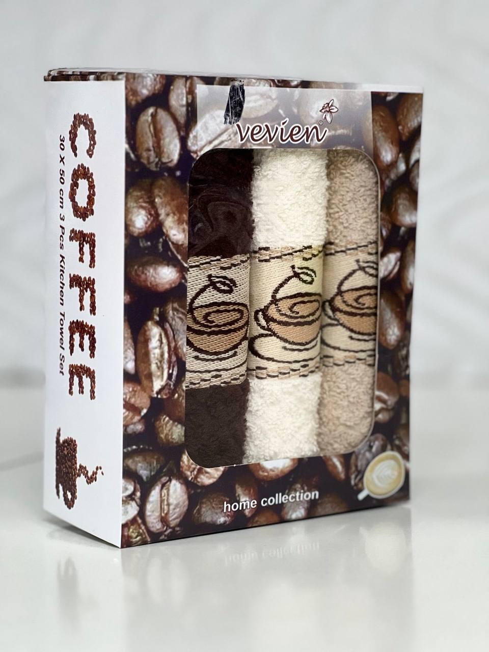 Набір кухонних махрових рушників Coffe 3в1 Туреччина