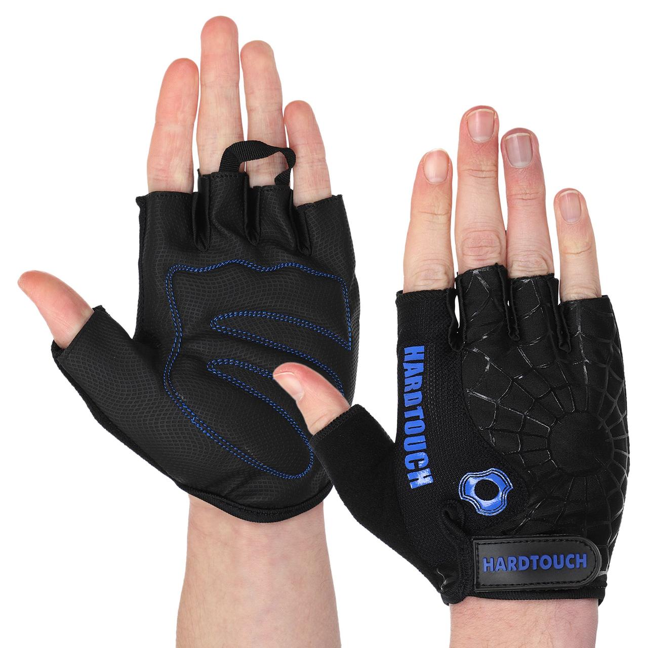 Рукавиці для фітнесу рукавички спортивні Zelart Hard Touch 9499 розмір S Black-Blue, фото 1