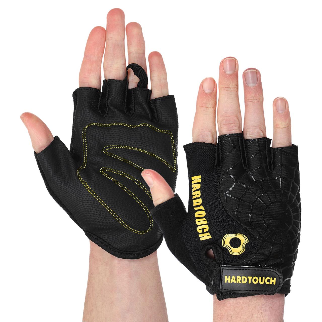 Рукавиці для фітнесу рукавички спортивні Zelart Hard Touch 9499 розмір M Black-Yellow, фото 1
