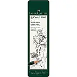 Набір чорнографітних олівців 6 шт CASTELL 9000 Faber-Castell (в метал. пеналі, 8В-НВ), 119063, фото 2
