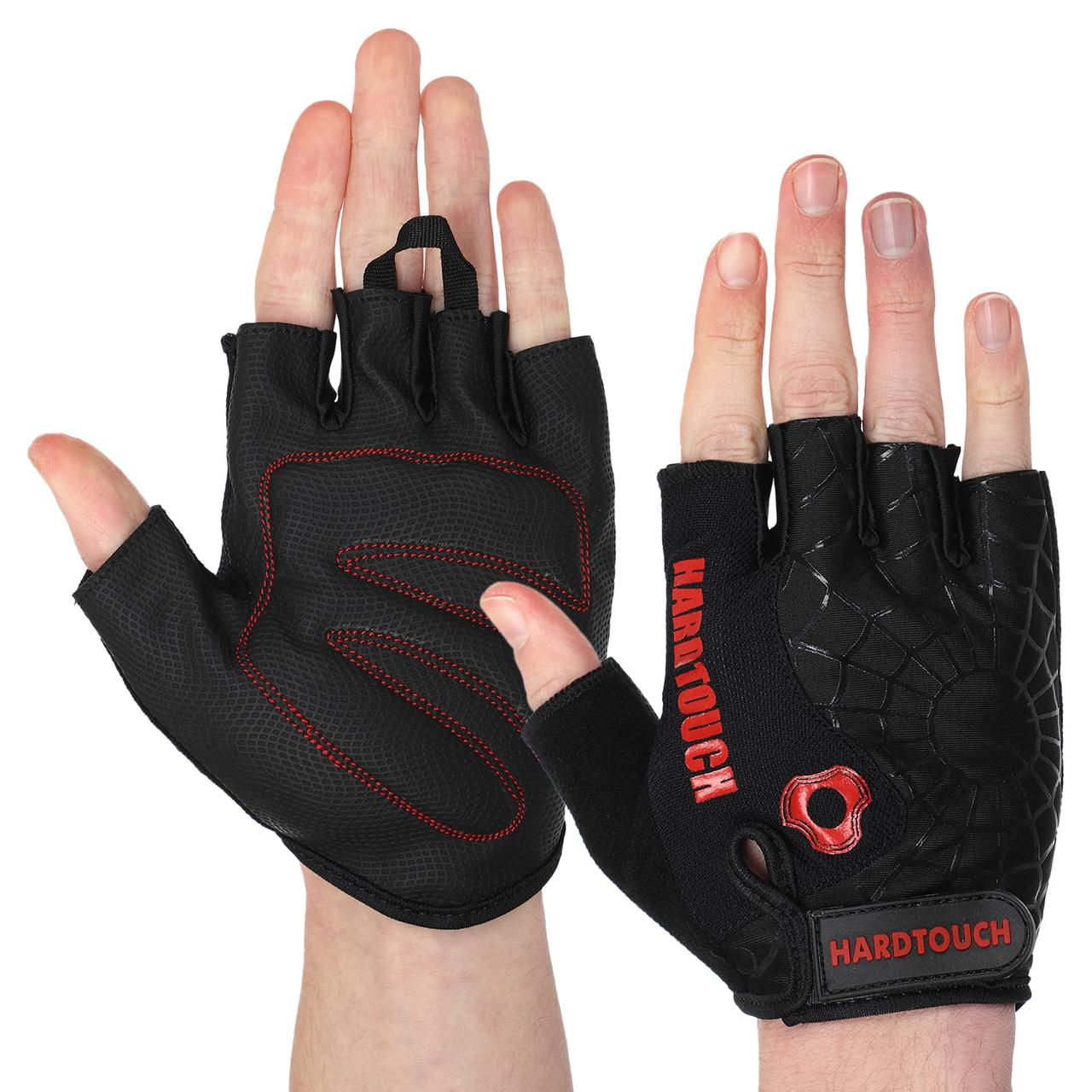 Рукавиці для фітнесу рукавички спортивні Zelart Hard Touch 9499 розмір S Black-Red