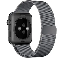 Ремінець металевий Milanese Loop Grey для Apple Watch сірий 42/44/45 mm браслет міланська петля