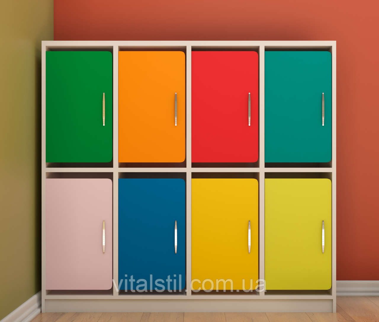 Дитяча шафа в роздягальню кольорова ДШР-8 1200х330х1500 мм, фото 1