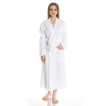 Жіночий білий літній халат із мусліну, 100% бавовна, розмір 48-50, кімоно, 100% Бавовна Lekesiz, Туреччина