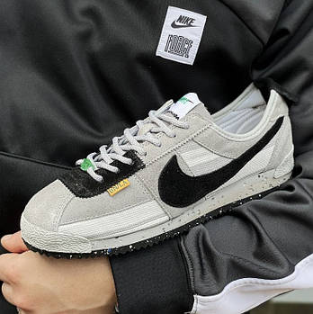 Чоловічі кросівки Nike Cortez Union LA весна-літо повсякденні легкі (сірі). Живе фото