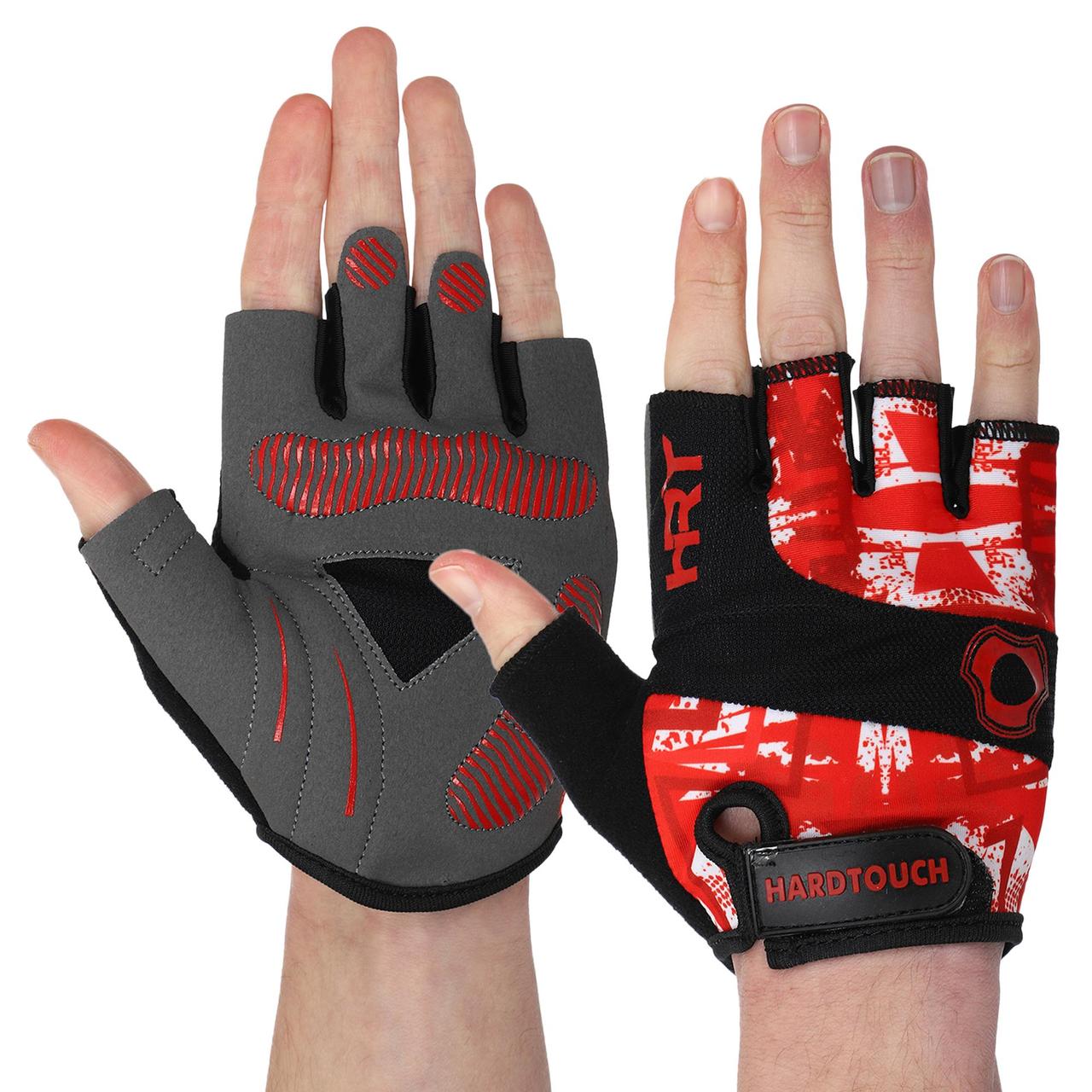 Рукавиці для фітнесу рукавички спортивні Zelart Hard Touch 9523 розмір S Red-Black-Grey