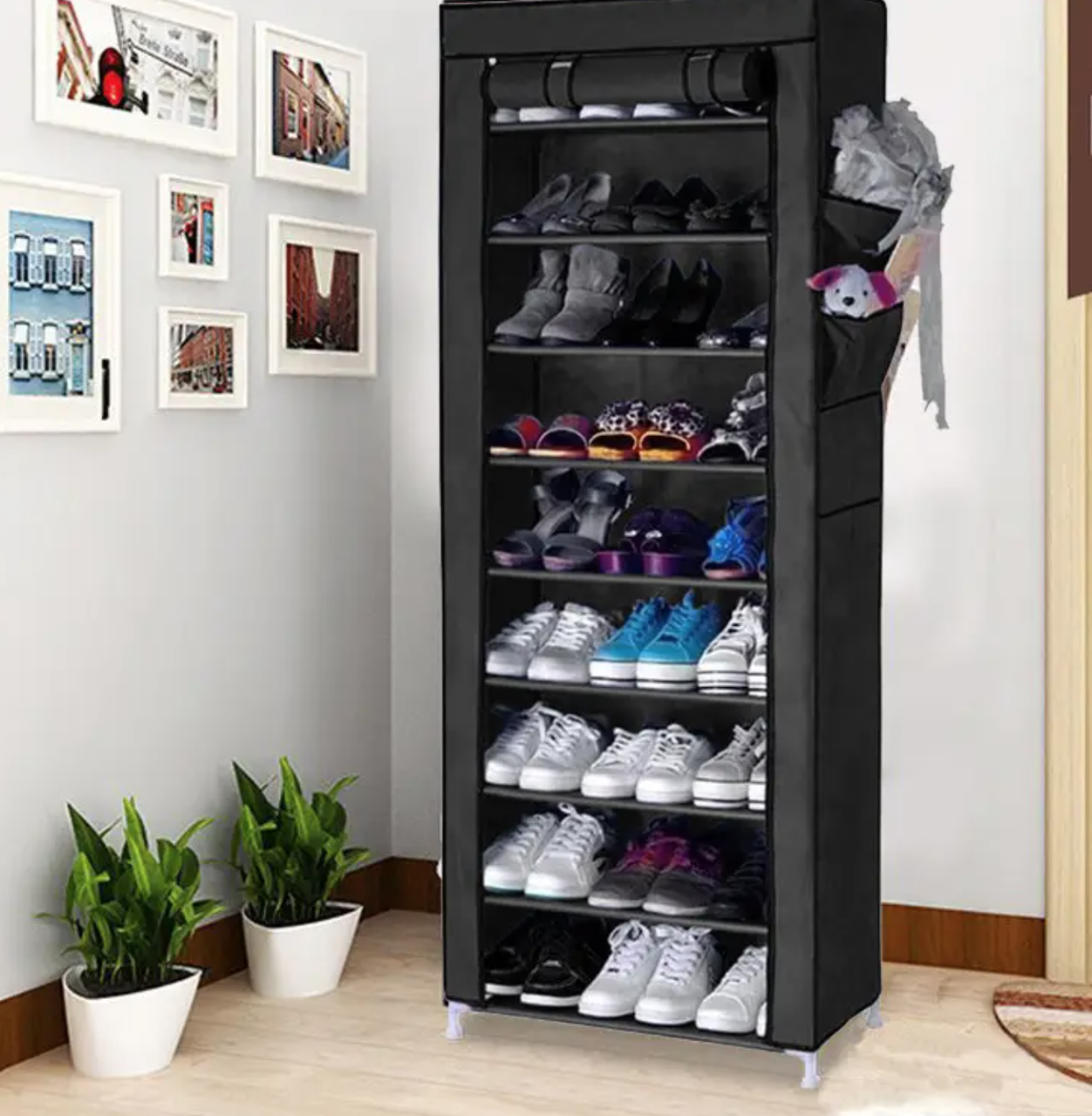 Шкаф-органайзер для обуви Compages Shoes Shelf T-1099 Полка-стеллаж для хранения обуви Черный - фото 7 - id-p1429430634