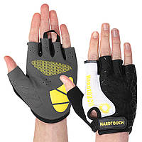 Перчатки для фитнеса перчатки спортивные Zelart Hard Touch 9525 размер S Black-Grey-Yellow