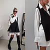Елегантний видовжений Жіночий костюм з білої Блузи та Чорної Жилетки накидки, фото 2