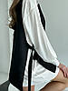Елегантний видовжений Жіночий костюм з білої Блузи та Чорної Жилетки накидки, фото 5