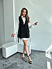 Елегантний видовжений Жіночий костюм з білої Блузи та Чорної Жилетки накидки, фото 7