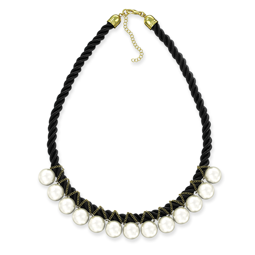 Ожерелье Жемчуг на черной нити, 45 см - фото 1 - id-p309195753