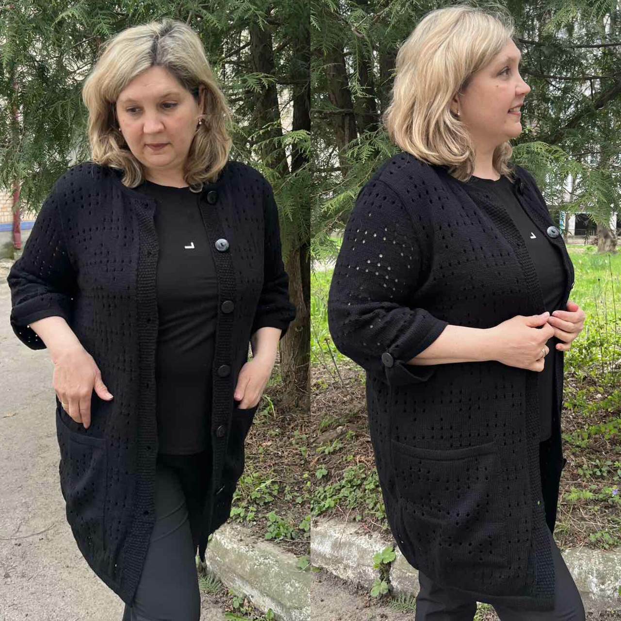 Жіночий модний кардиган сітка чорний