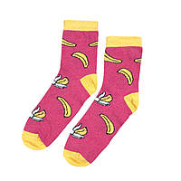 Хлопковые яркие носки с бананами Житомир (розовый)