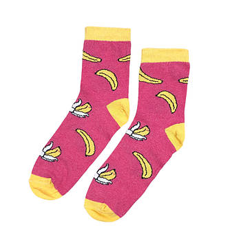 Бавовняні яскраві шкарпетки з бананами Житомир (рожевий)