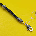 Шовковий чоловічий браслет плетений зі вставками зі срібла 925 проби, фото 3