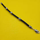 Шовковий чоловічий браслет плетений зі вставками зі срібла 925 проби, фото 4