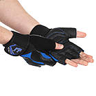 Рукавиці для фітнесу рукавички спортивні Zelart Hard Touch 9532 розмір S Black-Blue, фото 3