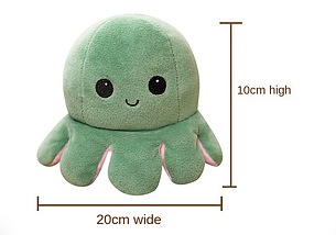 М'яка іграшка восьминіг-перевертень 20 x 20 x 10 см Якість/двобічний восьминіг настрій 2 в 1, фото 3