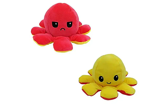 М'яка іграшка восьминіг-перевертень 20 x 20 x 10 см Якість/двобічний восьминіг настрій 2 в 1, фото 2