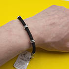 Шовковий плетений чоловічий браслет зі вставками зі срібла 925 проби, фото 6