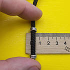 Шовковий плетений чоловічий браслет зі вставками зі срібла 925 проби, фото 8