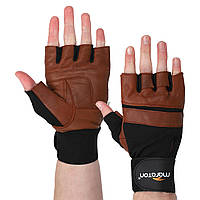 Перчатки для фитнеса и кроссфита перчатки спортивные Maraton 502 размер L Brown-Black