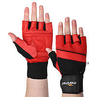 Перчатки для фитнеса и кроссфита перчатки спортивные Maraton 504 размер XL Red-Black