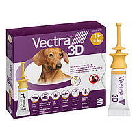Капли Вектра 3д Vectra 3d от блох клещей комаров для собак весом 1,5 - 4 кг, 1 пипетка