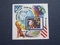 Блок марка Танзания 1994 спорт футбол чемпионат Мира США гаш КЦ 2.75 $