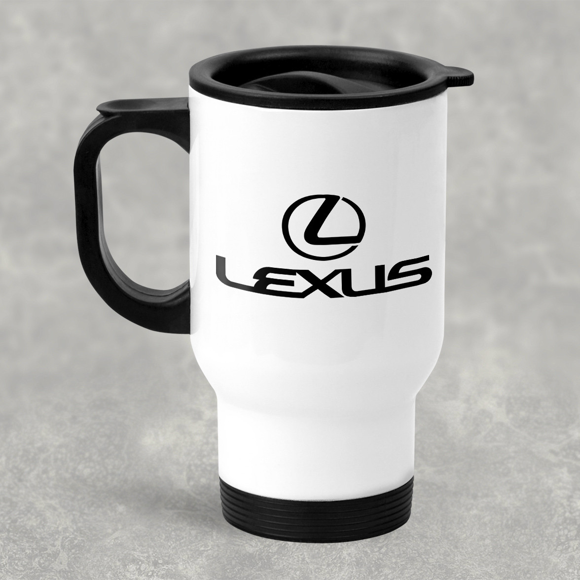 Автомобільна термокружка с маркой авто Lexus / Лексус, металева 450 мл, біла