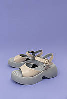 Стильні шкіряні жіночі босоніжки сірі 36-40 маломірять женские босоножки на каблуке Guero Туреччина