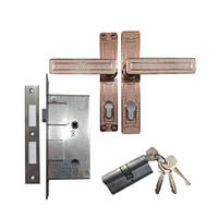 Замок врізний з бронзовими ручками та циліндром Мотор Січ 72мм