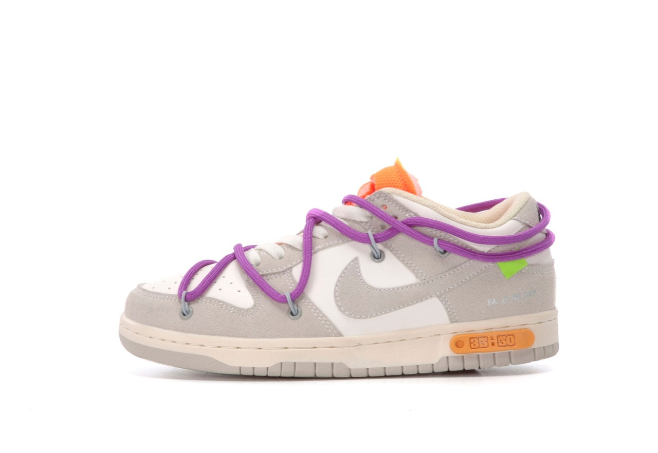 Жіночі Кросівки Nike SB Dunk x Off White Lot 35/50 Low Gray / Найк СБ Данк Офф Вайт Лот 35/50 Низькі Сірі