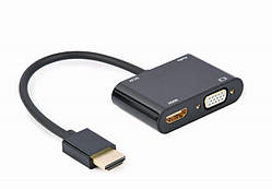 Перехідник  Cablexpert HDMI на 2хHDMI(M)/VGA(M) audio 3.5mm