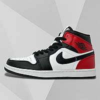 Кроссовки женские Nike Air Jordan 1 из натуральной кожи черно-белые со шнуровкой деми осень/весна