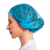 Одноразові шапочки медичні подвійна гумка блакитні 100 шт.