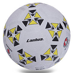 М'яч гумовий Футбольний LANHUA №4 S014 (гума, вага-370-400г, білий-жовтий)